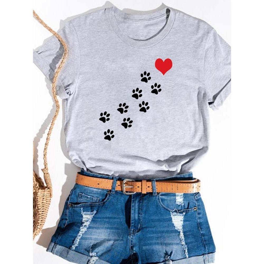 Print Print T-shirt Basic Summer  Women's Fashion Crew-neck Trend Ins All-match