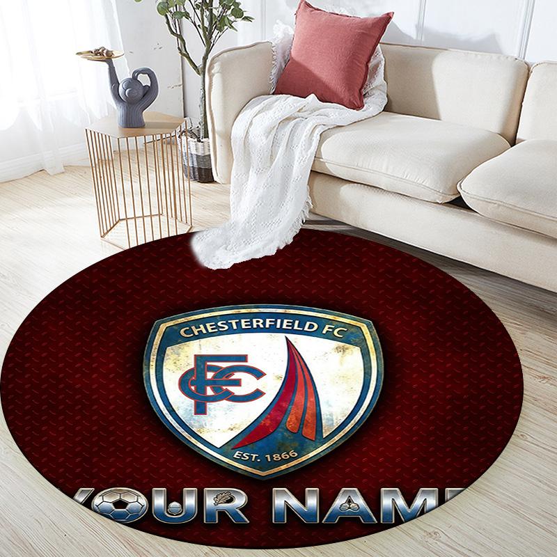 Custom Name Chesterfield F.C Round Area Rug,Carpet Rug for Living Room Bedroom Sofa Playroom Decor,Non-slip Floor Mat