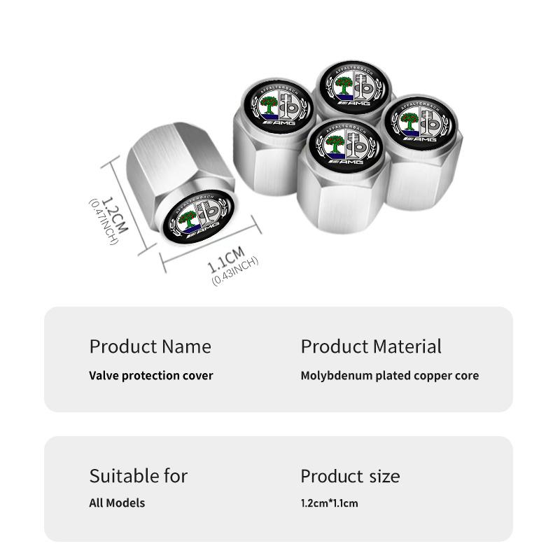 5pcs Metal Car Tire Wheel Theftproof Cap Air Valve Stem Cover For Mercedes Benz AMG A B C E S G Class W201 W210 W108 W205 W203