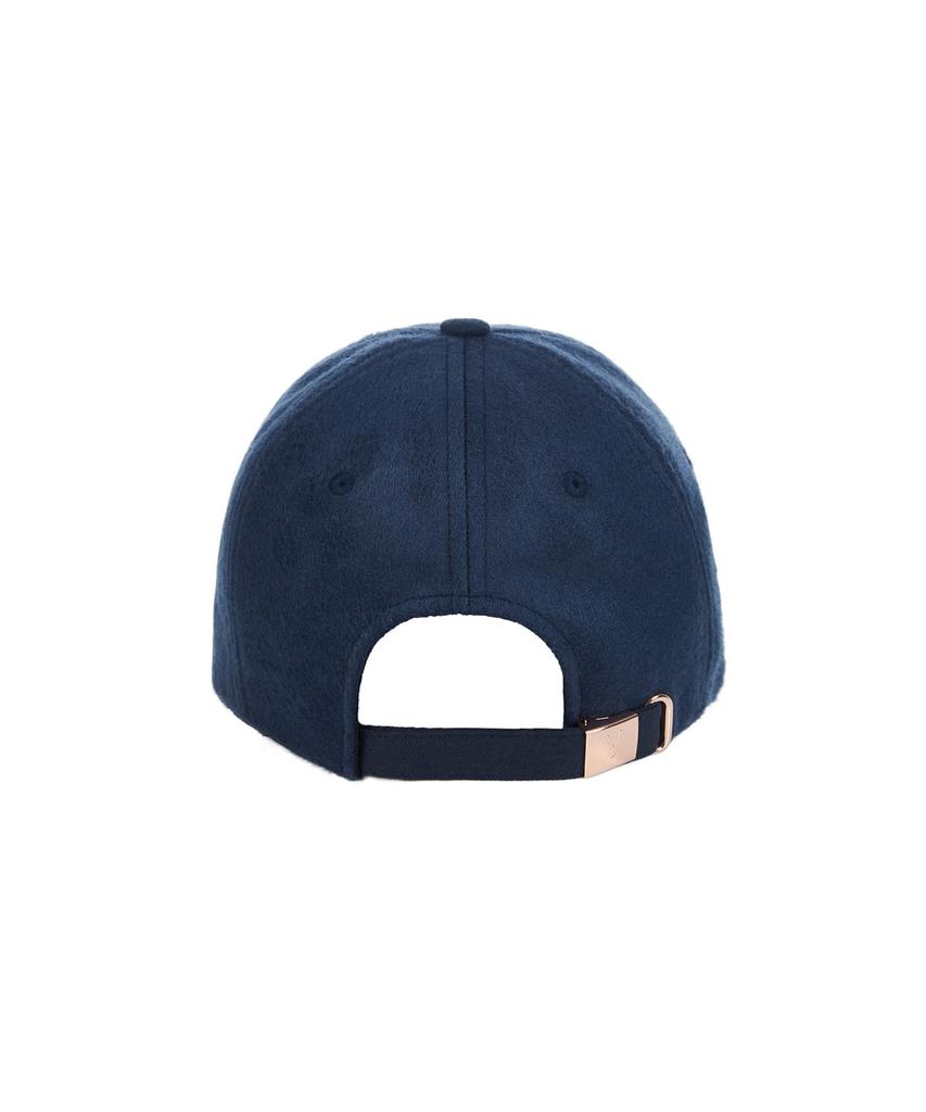 Bajal Studded Logo Wool Oversized Ball Cap Navy