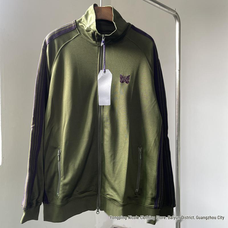

Спортивная куртка на молнии с вышивкой бабочки, ретро-трендовая, с воротником-стойкой FOG для мужчин и женщин XL