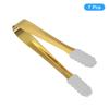 7pcs Silicone BBQ Grilling Tongs Stainless Steel Ice Tongs Tiny Tongs for Appetizers Sugar Desserts Bar Cafe Gold 5.3Inch
