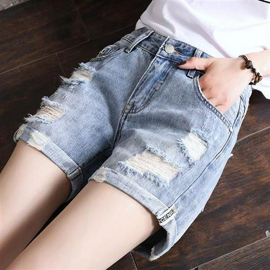 

Women s High-Waisted A-Line Denim Shorts - Spring/Summer 2026 Collection, Slimming, Rolled Hem, Plus Size, Trendy and Versatile 26 (80-90 jin)