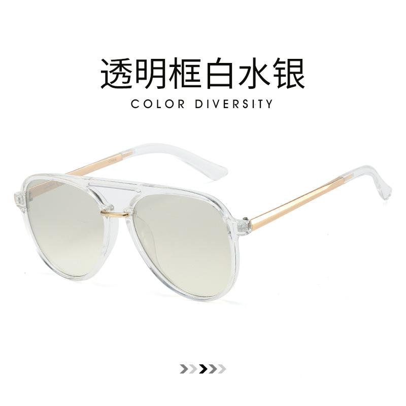 European and American New Double-beam Pilot Sunglasses Men's Driving Sunscreen Advanced Sense Large-frame Retro Glasses