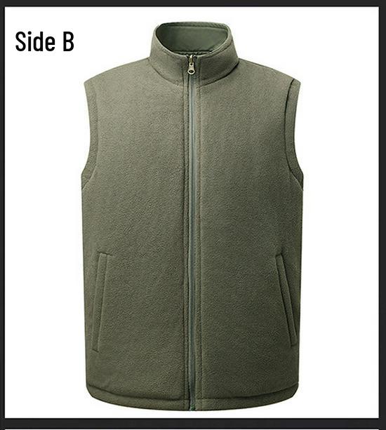 Men's Double-Sided Fleece-Lined Casual Jacket, Multi-Pocket, Dad Style for Autumn and Winter