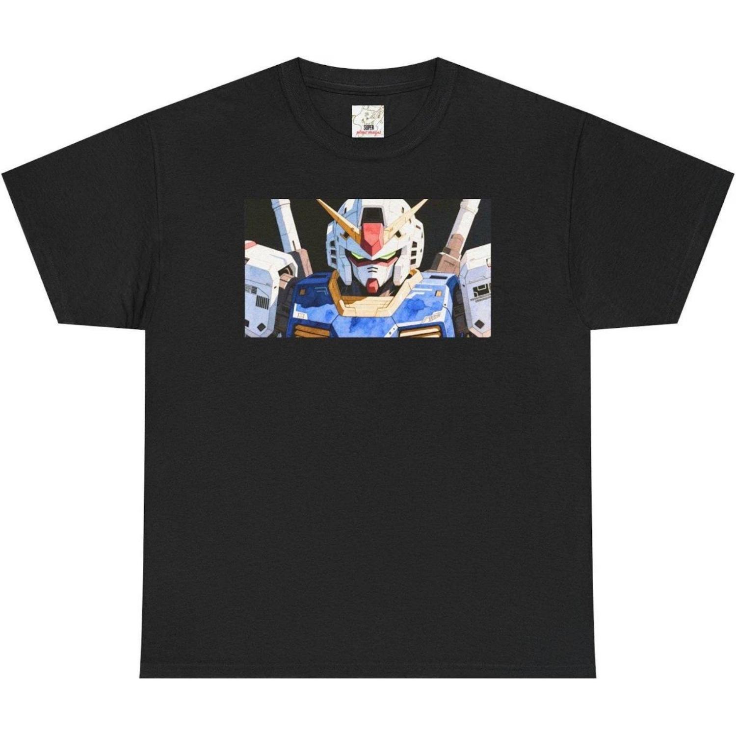 

2026 New Retro Gundam Mobile Pattern Warrior Loose Short Sleeve Tshirt Pure Cotton Round Neck Top Trendy Comfortable Tshirt S чёрный