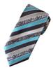 [Towergem] Men's XL Polyester Tie, Gray with Blue Floral Pattern, Extra Long, 160cm