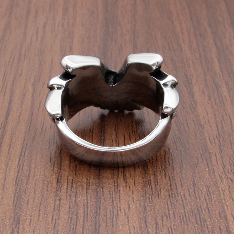Punk 316L Stainless Steel Gothic Angel Wings Ring Silver Hip Hop Jewelry For Men Boyfriend Gift Fashion Accessory