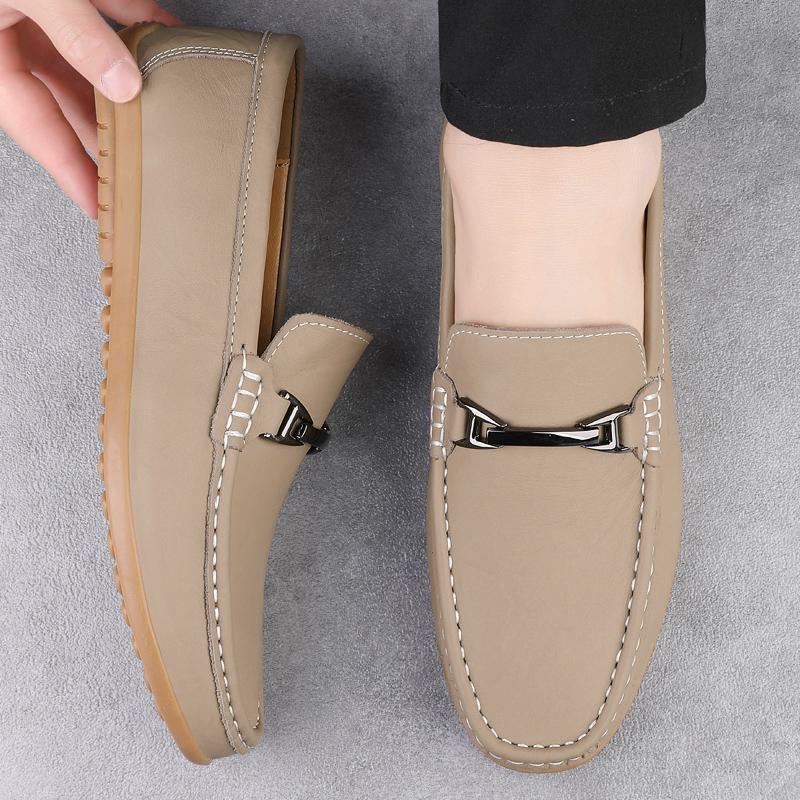 Fashion Handmade Moccasins Genuine Leather Loafers for Men Simple Business Male Walking Shoes Slip-On Flats Fashion Design Casual Shoes