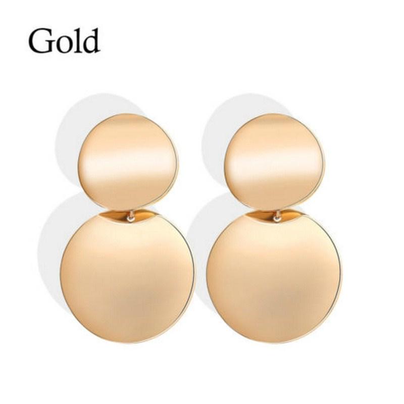 Geometric Metal Big Round Earrings for Women New Fashion Jewelry Statement Golden Retro Circle Dangle Drop Earing Oorbellen
