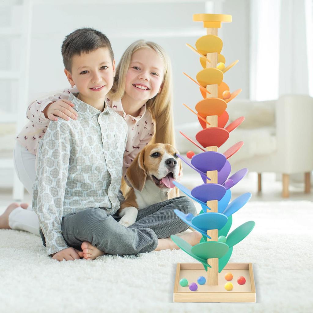Toddler Ball Drop Rainbow Building Block Music Tree Color Cognition Toy Leaf Rolling Sorting STEM Music Integration Early Toy