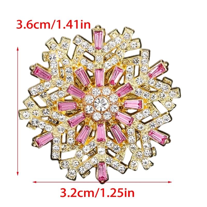 Elegant 3D Rotating Snowflake Brooch For Formal Event And Holiday Parties Crafted From Sturdy Alloy Material
