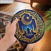 2D Flat Wooden Ramadan Round Decorative Hanging Ornament, 7.87inches Elegant Ramadan Kareem Wall Art, Home, Prayer Room, Livingroom Decorative Sign