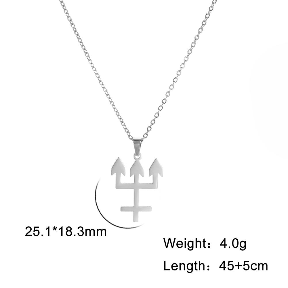 

Cazador Trident Inverted Cross Pendant Necklace For Women Men Stainless Steel Chain Necklaces Jewelry Acero Joyeria New 2026 45cm
