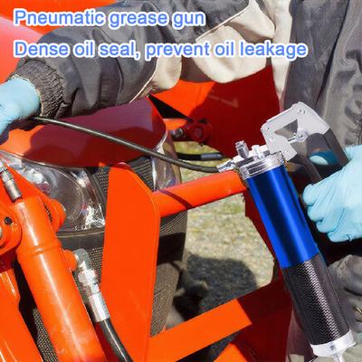 400CC Air Operated Grease Gun 6000PSI Pneumatic Grease Gun Flexible Hose Pneumatic Compressor Pump 2 Coupler 1 Bent Metal Pipe