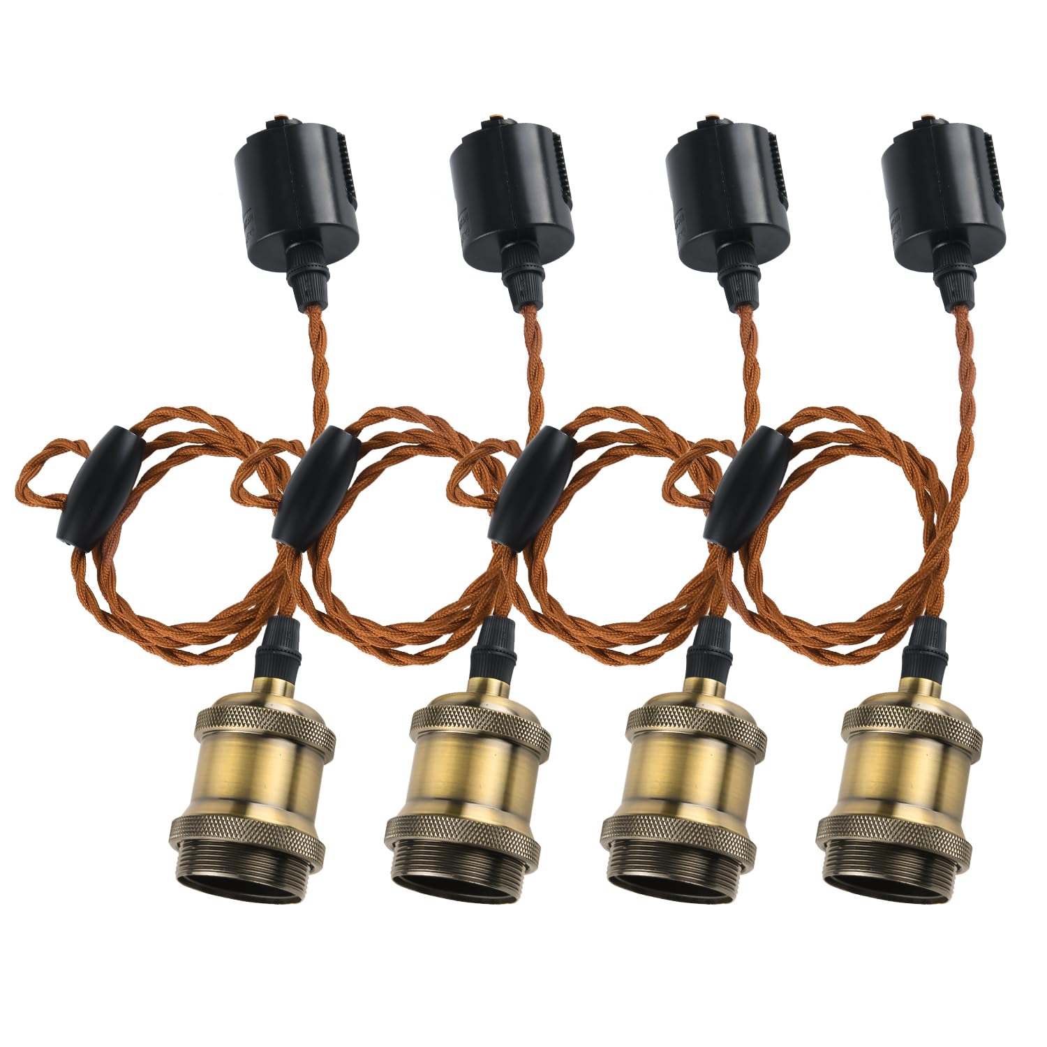 

ANWIO Pendant Lights, Set of 4, E26 Base, Adjustable Angle, Dimmable, Color-Adjustable, Long Arm, Rail Light, Lighting Rail Fixture, Duct Rail