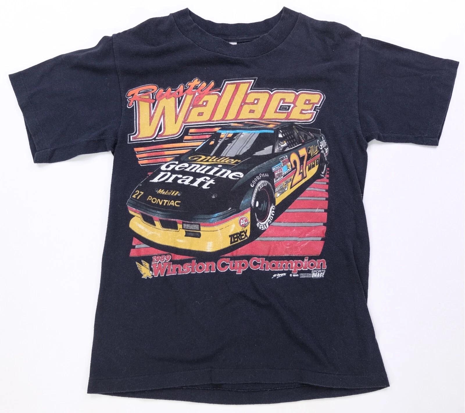 Rare VTG SPORTSWEAR Rusty Wallace 1989 Winston Cup Champion T Shirt 80s 90s SZ S 3XL