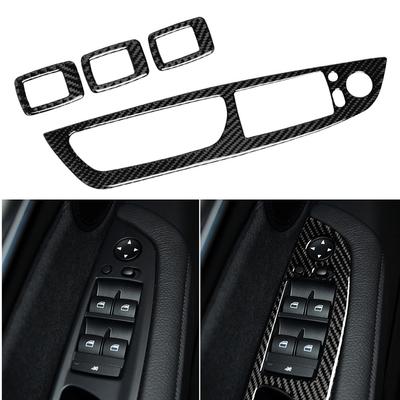 Car Interior Decoration 4Pcs Carbon Fiber Window Lift Panel Switch Frame Stickers for BMW X5 E70 X6 E71 Auto Parts