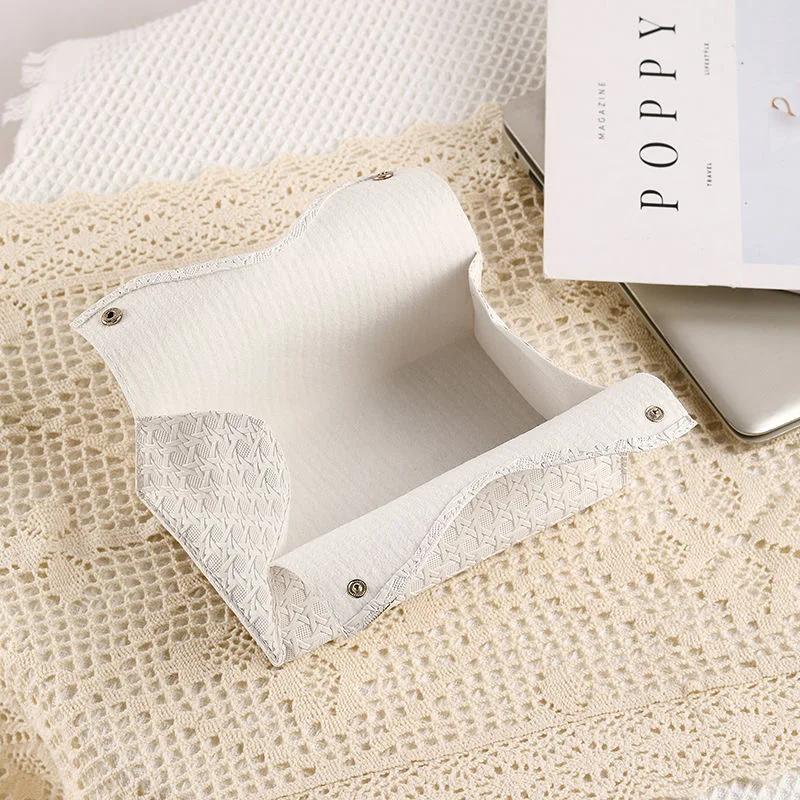 Living Room Coffee Table PU Leather Tissue Box Nordic Simple Plain Paper Tissue Boxes