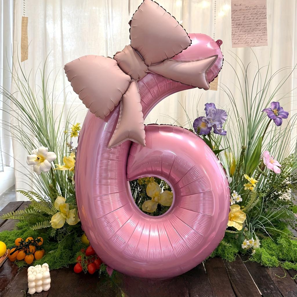 1pc Large Pink Number-Shaped Foil Balloons for Birthday Party Anniversary Festival Banquet Celebration Atmosphere and Decorative