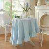 100% Cotton Table Cloth with Decorative Ruffle Edge Luxurious Soft Washable Tablecloth Rectangular for Kitchen Dining Wedding