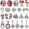 Christmas Copper Metal Charm Bead Components Santa Claus Reindeer Christmas Tree Snowman Elk Bead Component Compatible With Authentic Original