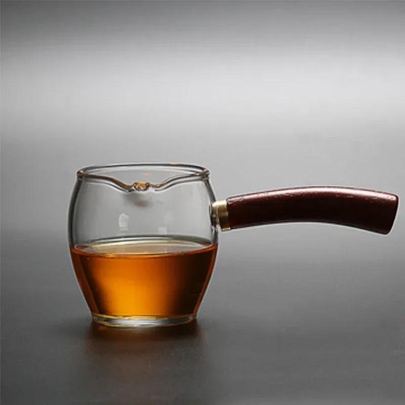 Creative Kung Fu Wood Glass Tea Tool Heat-resistant Handle Fair Tea Dispenser Cup Transparent Office Kettle Turkey Coffee ZD3LLR