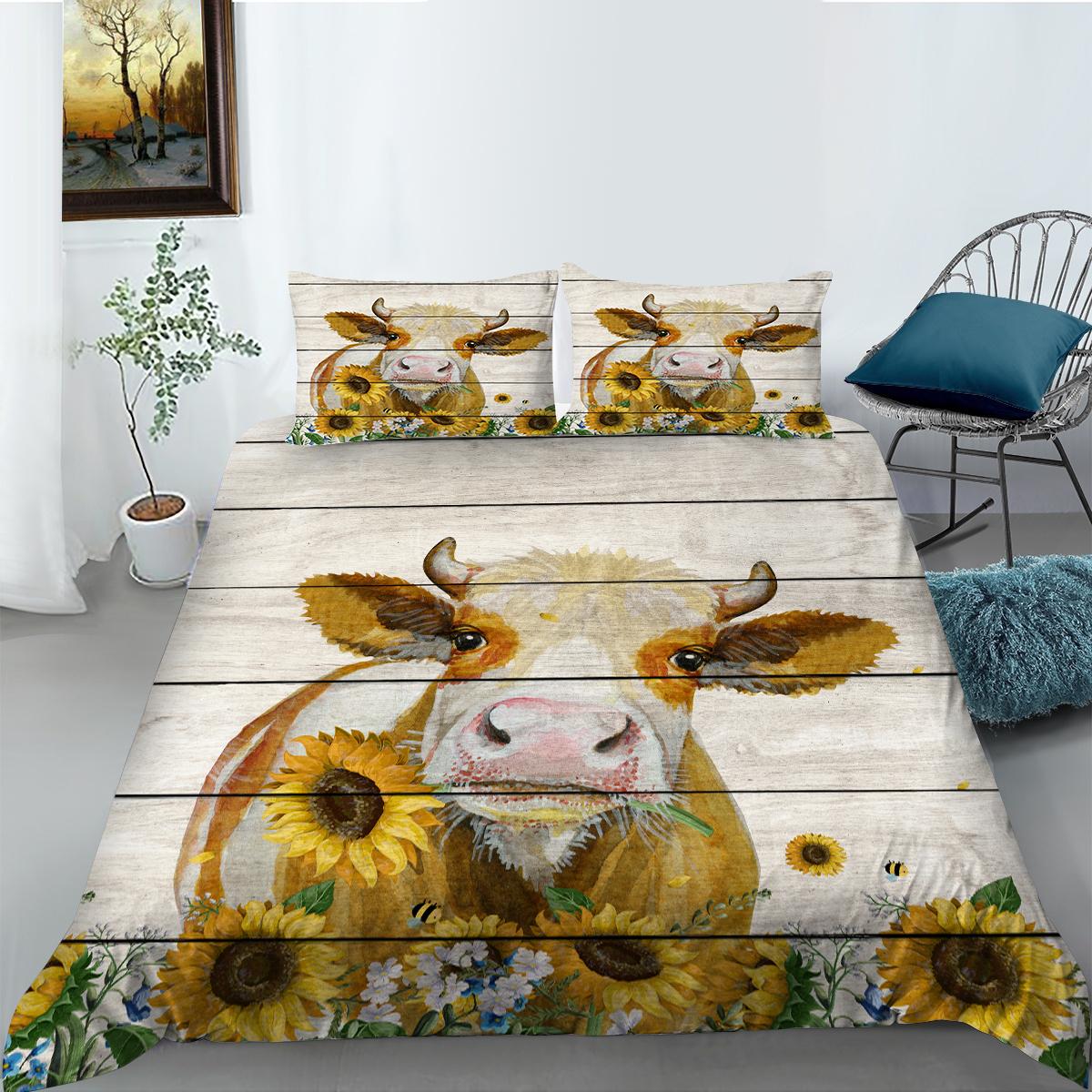 

Набір постільної білизни з 3D візерунком корови та тваринним принтом. Підодіяльник Наволочка Домашня постільна білизна Австралія/ЄС/США Повнорозмірне односпальне/двоспальне ліжко Прикраса дому Baby 100x135cm