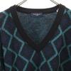 YVES SAINT LAURENT Tricots 90s Old Wool Blend Mohair Blend Argyle Pattern Long Sleeve V Neck Sweater Men's Used