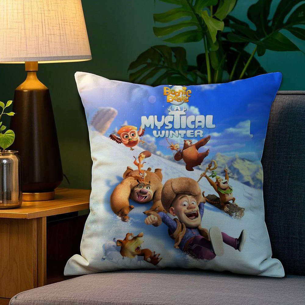 B-Boonie B-Bears Pillow Case Plush Linen Soft Double Sided Printed Design Throw Cushion Decorative Home