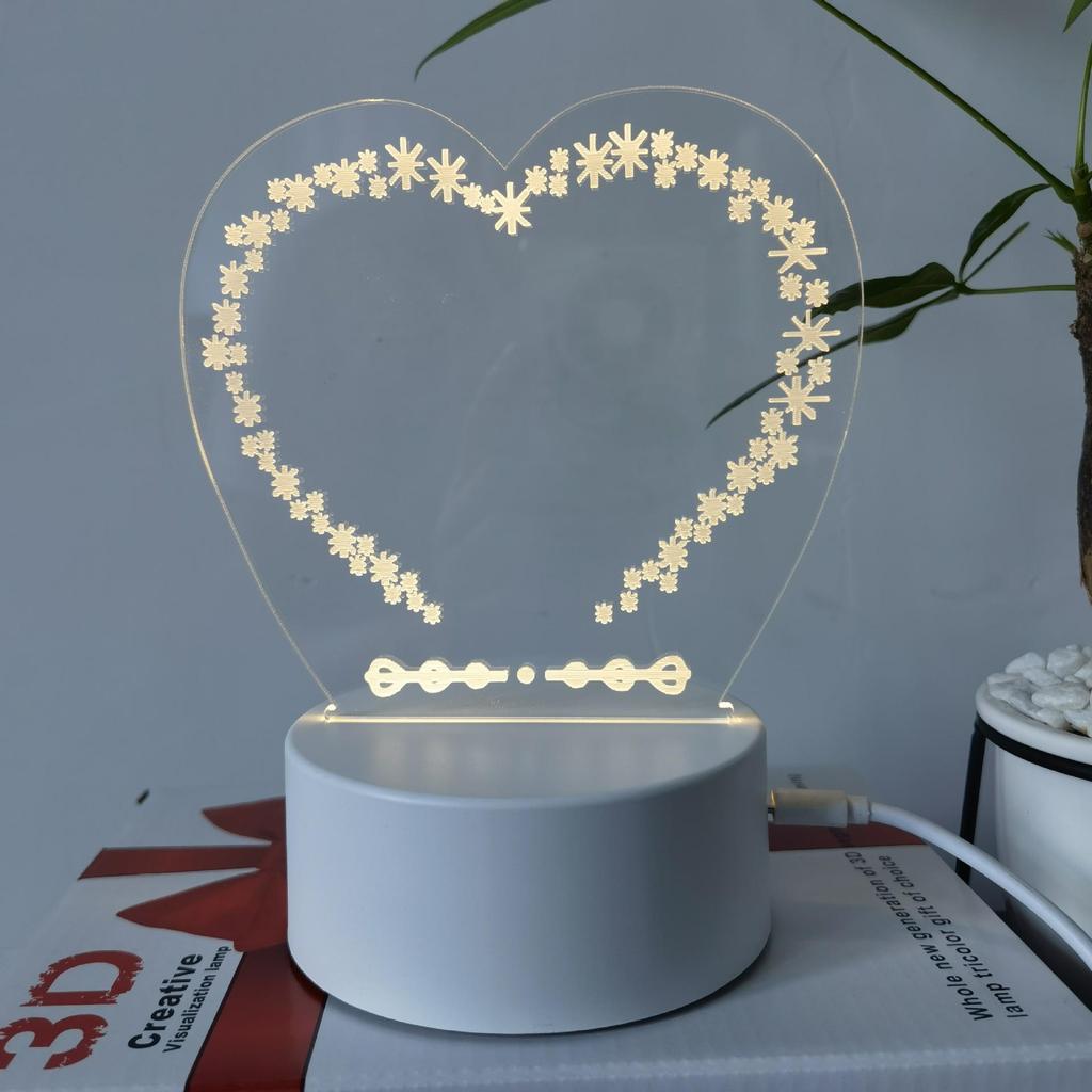 3D Acrylic LED Handwriting Tablet Night Light with Erasable Glow Message Board