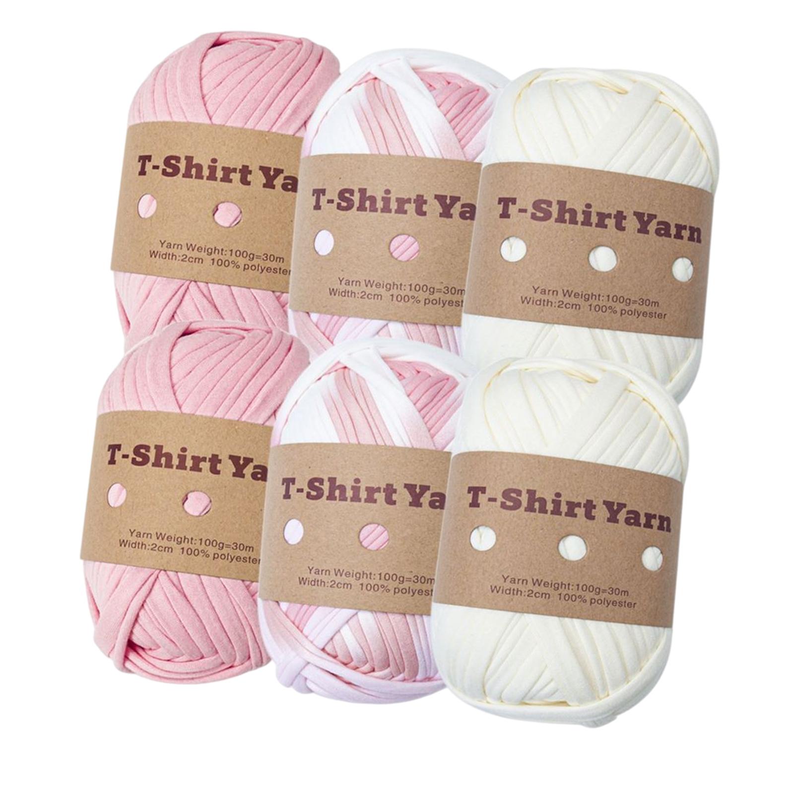 6x Knitting Yarn Hand Knit 98ft T-shirt Yarn for Handbag Baskets Rug Making