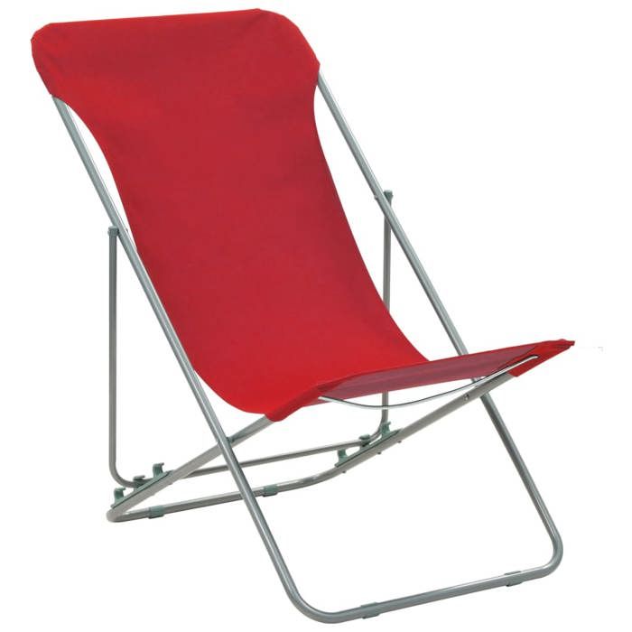 Beach Chair - vidaXL - Foldable - Steel - Oxford Fabric - 2 Pcs