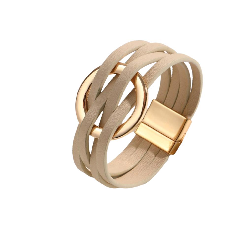 Leather Surface Leather Bracelets Bohemian Style Hollow Circle Bracelet For Women