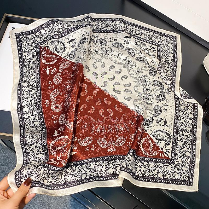 100% Natural Real Silk Scarf Women High Quality Square Fashion Print Hair Neckerchief Lady Shawl Wraps Hijab Bandana Scarves