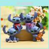 4pcs Creative Stitch Cartoon Entertainment Scene Mini Model Ornament Set For Home Decor And Gift Giving