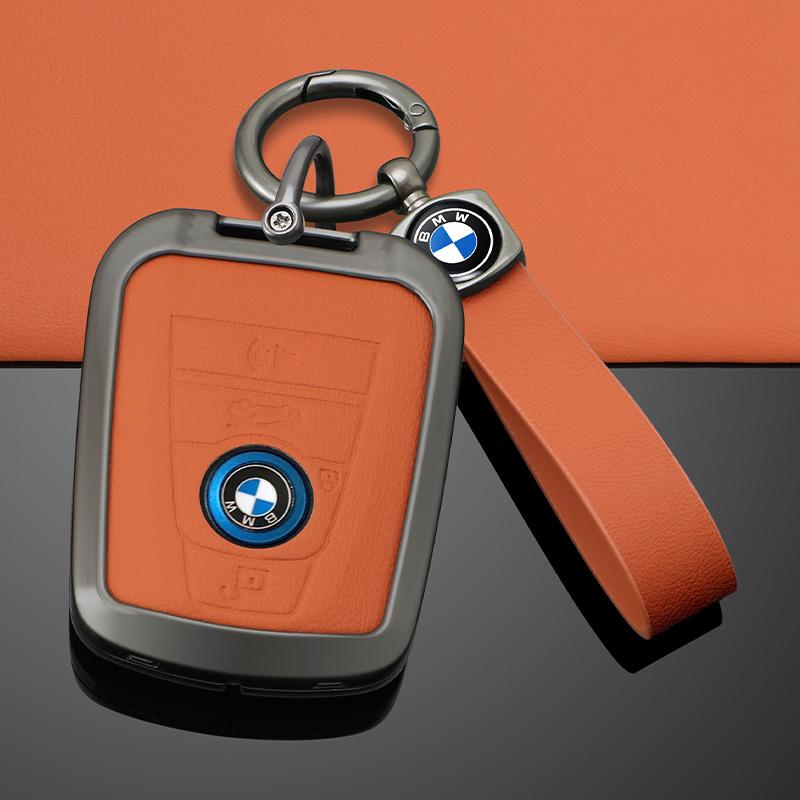 Hot 2025 Orange Leather Zinc Alloy Car Remote Key Case For BMW I3 I8 Series 2014 2015 2016 2017 2018 Protection Keychain Accesso