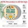 2D Flat, 1pc Round Aluminum Hanging Sign - "It Is OK To Feel Your Feelings" Mental Health Quote Metal Wall Art, Retro Boho Sun & Cloud Design