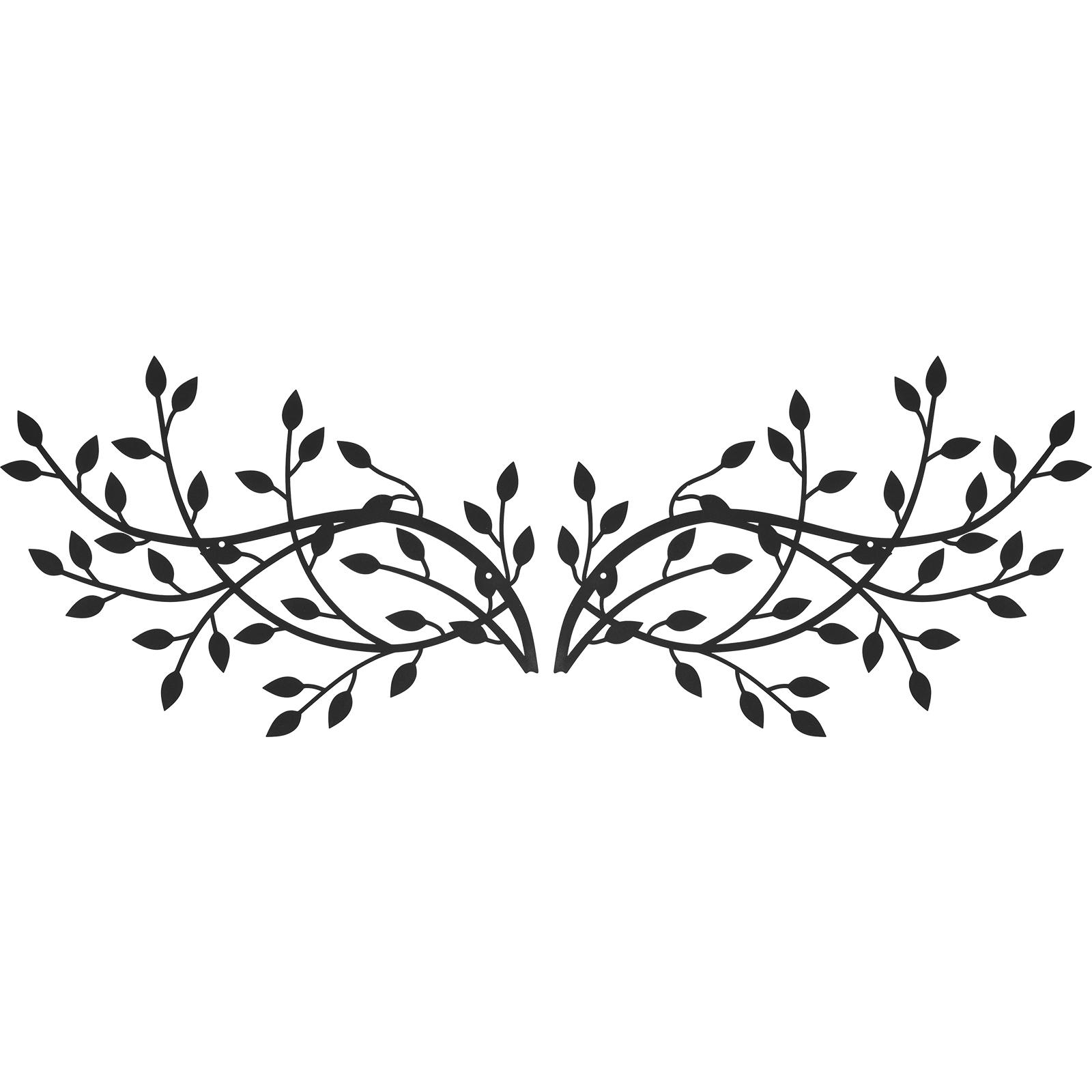 2 шт. Металлическое настенное украшение в виде листа дерева, лоза, оливковая ветвь, настенное искусство, художественная настенная табличка для декора гостиной, спальни чёрный