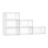 Shoe Storage Boxes, 6 Pack Clear Stackable Shoe Boxes Storage Organizers with Magnetic Door, Fit Up To US Size 13