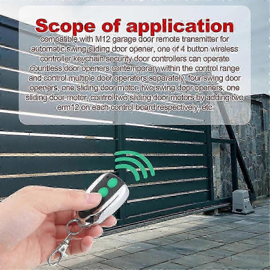 4 Pcs TOPENS M12 Garage Door Remote Control for Automatic Swing Gate Opener