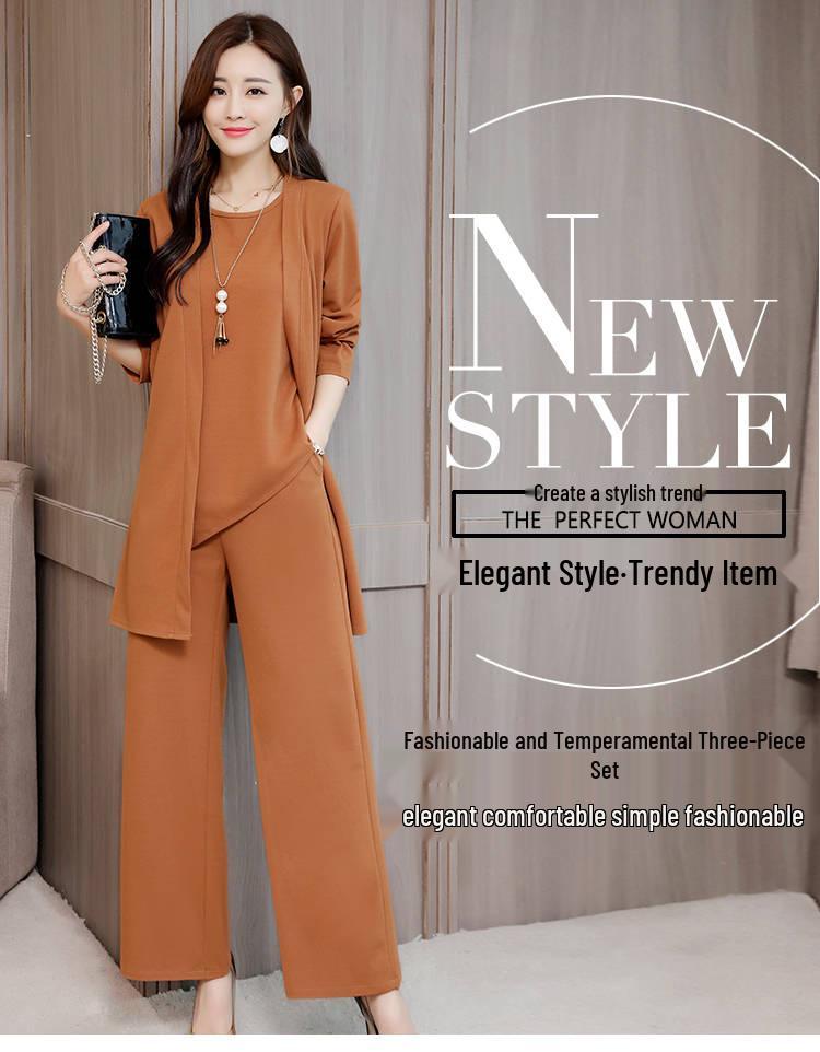 Spring & Autumn Loose Fit Three-Piece Plus Size Women's Fashion Suit