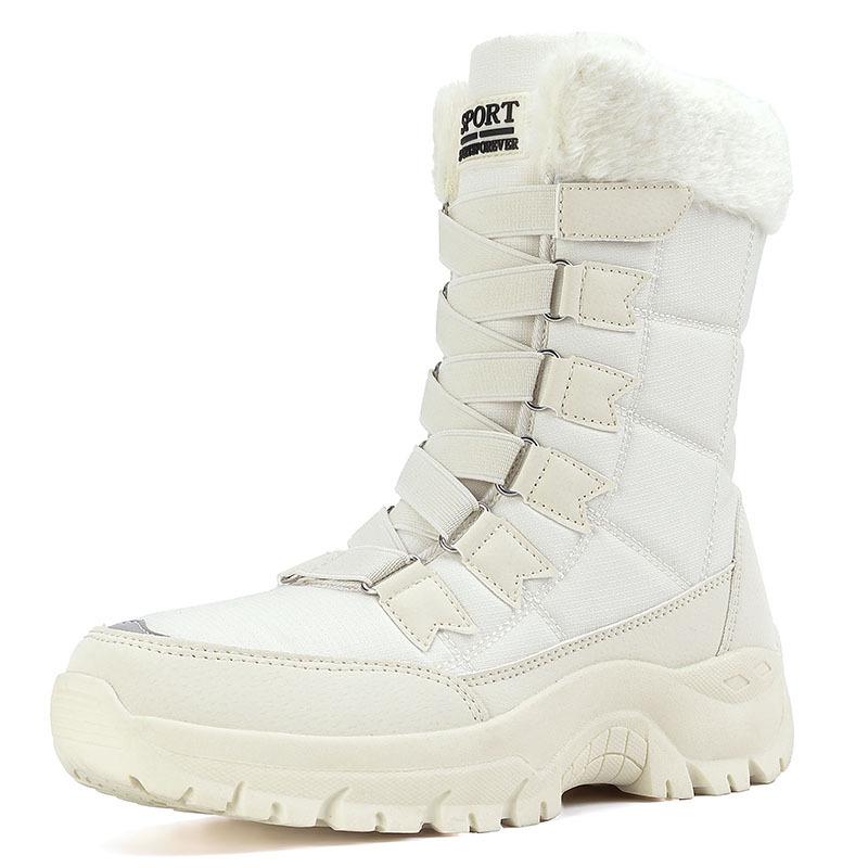 Women s Mid-Calf Winter Snow Boots: Warm, Non-Slip, Thickened, Velvet-Lined for Outdoor Skiing 40