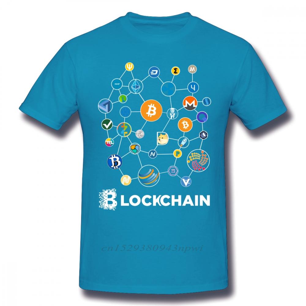 Blockchain BitCoin Litecoin Ripple Ethereum Cryptocurrency T Shirt For Men Popular Tee Christmas Gift Tshirt Cotton Fabric