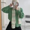 Thickened Rainbow Striped Scarf Plush Winter Shawl Fashion Cashmere Knitted Scarf  Women