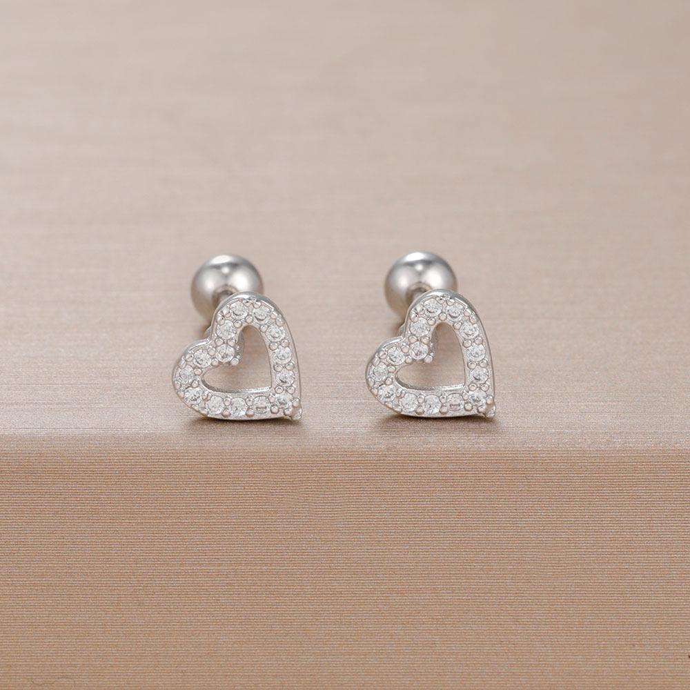 New Full Hollow Heart Ear Bone Pin Screw Super Flash Stud Twin All-Match Daily Studs Rings