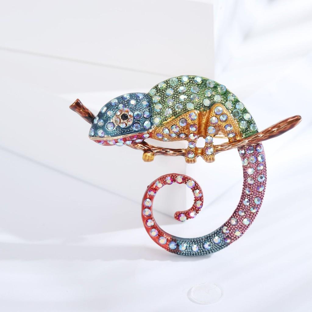 Style Animal Brooch With Colorful Water Drip Rhinestones For Women Dress Accessory