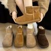 Real fur integrated thick-soled warm cotton shoes, new winter versatile velvet thickened short boots, snow boots