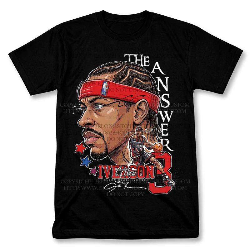 Allen Iverson Cartoon Sixers Graphic T shirt Vintage Basketball Fan 76ers Tee S