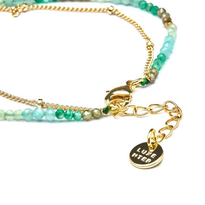 Bracelet - Luxenter - Aiel - Cristal Vert - Or Jaune 18 Carats - 15 Cm + 3 Cm D'extension